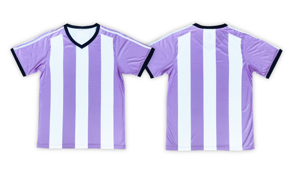大人気 紫ストライプのクラスtシャツ用サッカーユニフォーム