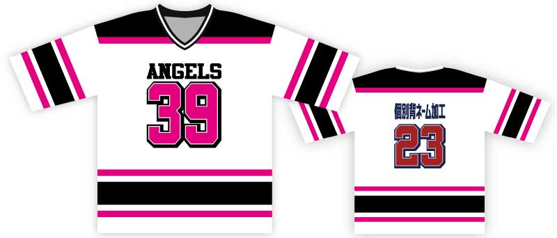 ブラックピンクホッケーシャツ