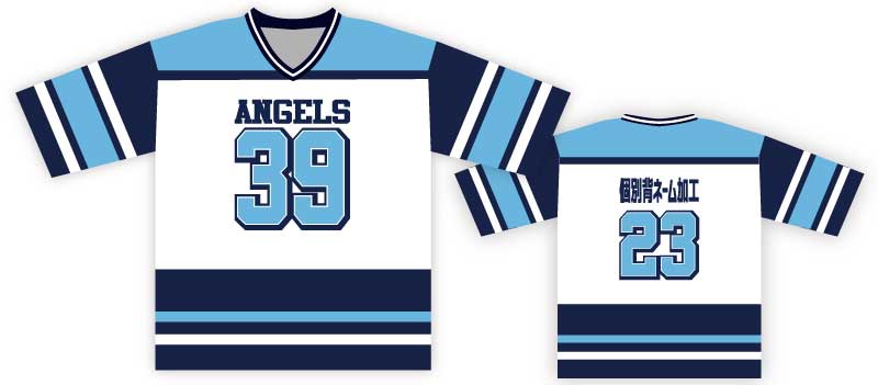 ブルーネイビホッケーシャツ