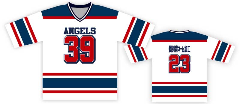 ネイビーレッドホッケーシャツ