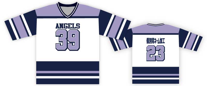 パープルネイビーホッケーシャツ